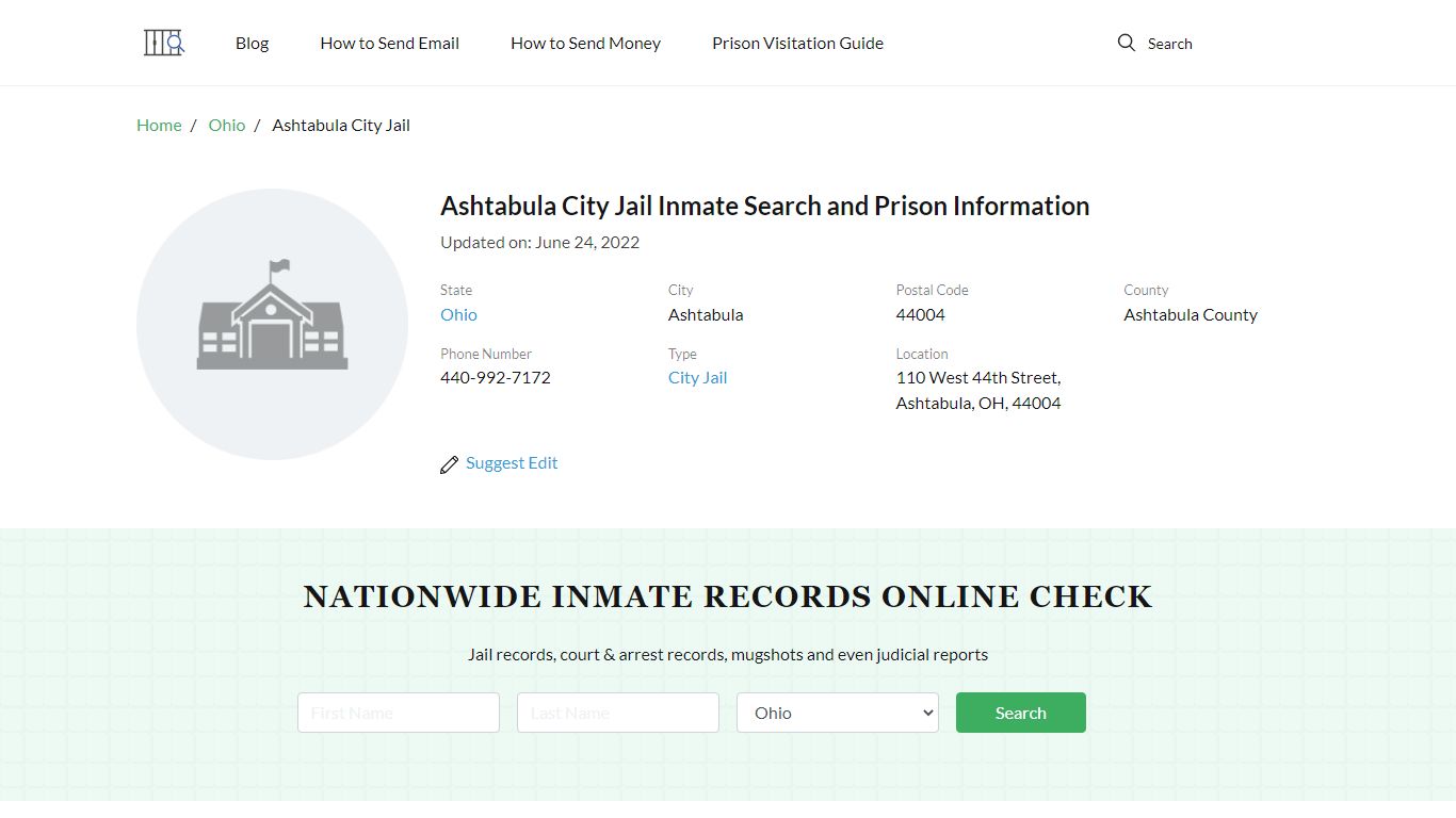 Ashtabula City Jail Inmate Search, Visitation, Phone no ...